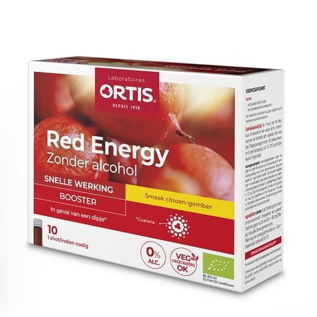 Ortis Red Energy Citroen Gember Bio zonder alc 10x15 ml  -  Ortis