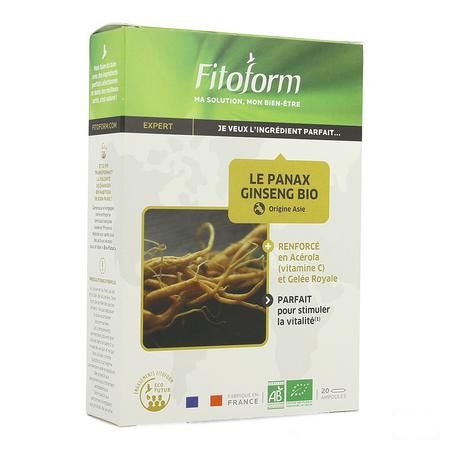 Ginseng Gelee Royale Bio Ampullen 20 Fitoform  -  Bioholistic Diffusion